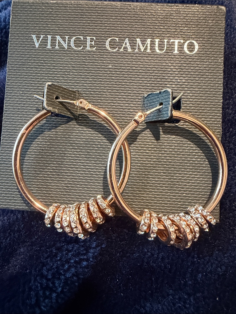 Vince Camuto Rose Gold Hoop Earrings with Crystal Rings
